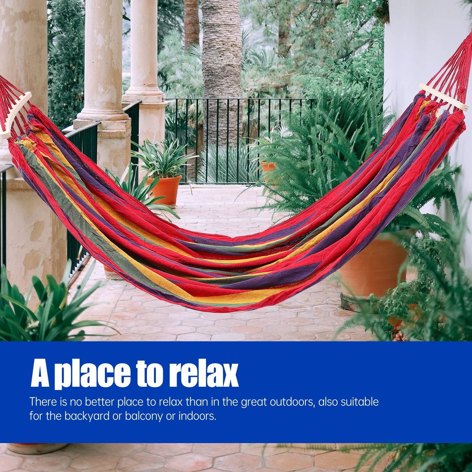 

Striped Canvas Outdoor Hammock Portable Hanging Swing Bed Perfect for Camping Hiking Travel Garden Use Garden Hammock