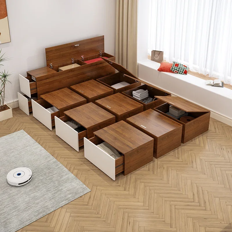 Customizable multi-functional tatami bed storage high box floor bed combination Rubik's cube space-saving small apartment