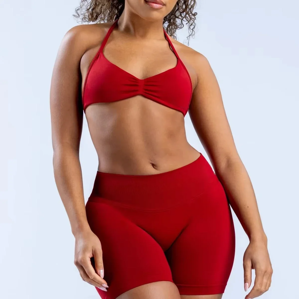 Impact Strappy Bra with Logo Women Open Back Sexy Sports Bra Seamless Halter Yoga Bras Padded Gym Crop Top Sports Bras image 4