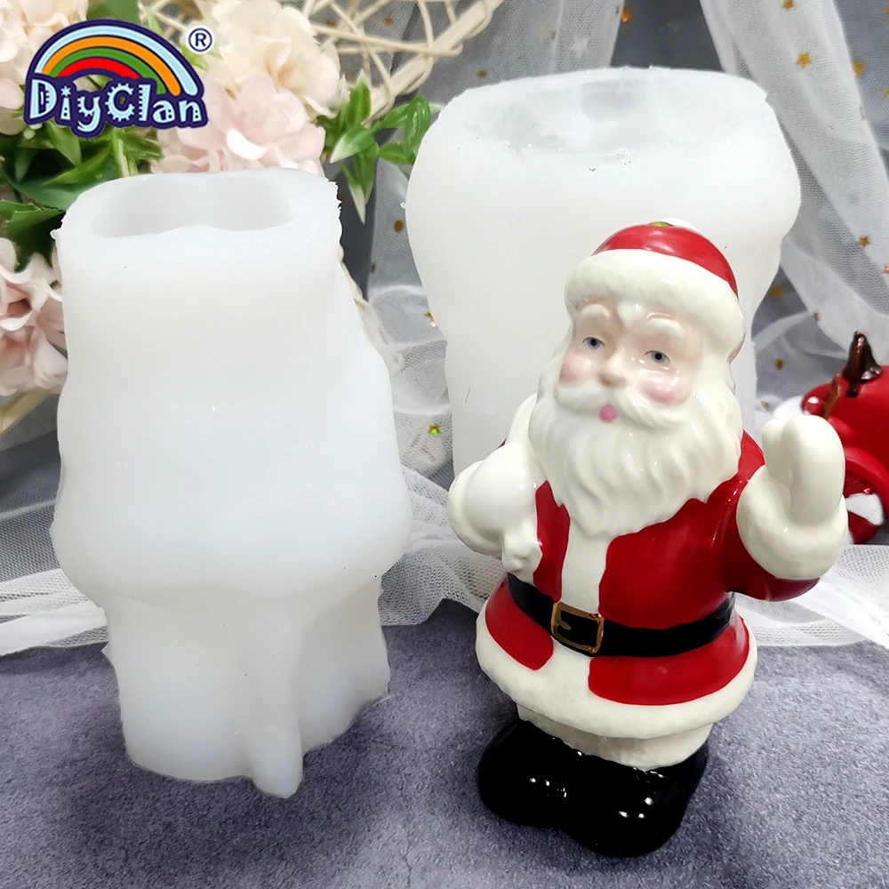 Papai noel silicone vela molde diy vela aromaterapia concreto gesso resina forma artesanato ferramentas para decoração de casa natal