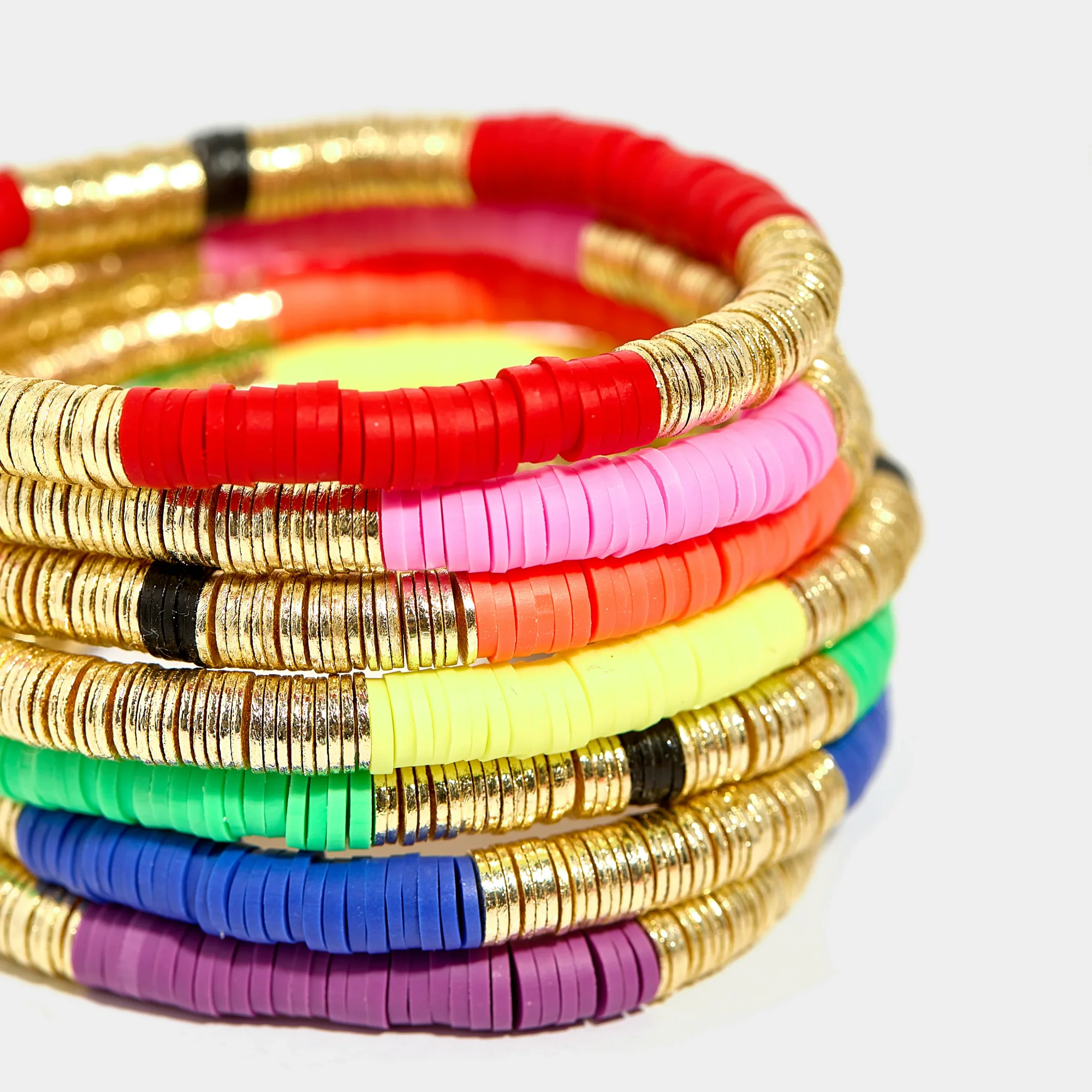 

Vlen Gold Clay Beads Bracelet Handmade Elastic Surf Jewelry for Women Summer Beach Yoga Accessories 2025 Eco-friendly Polymer