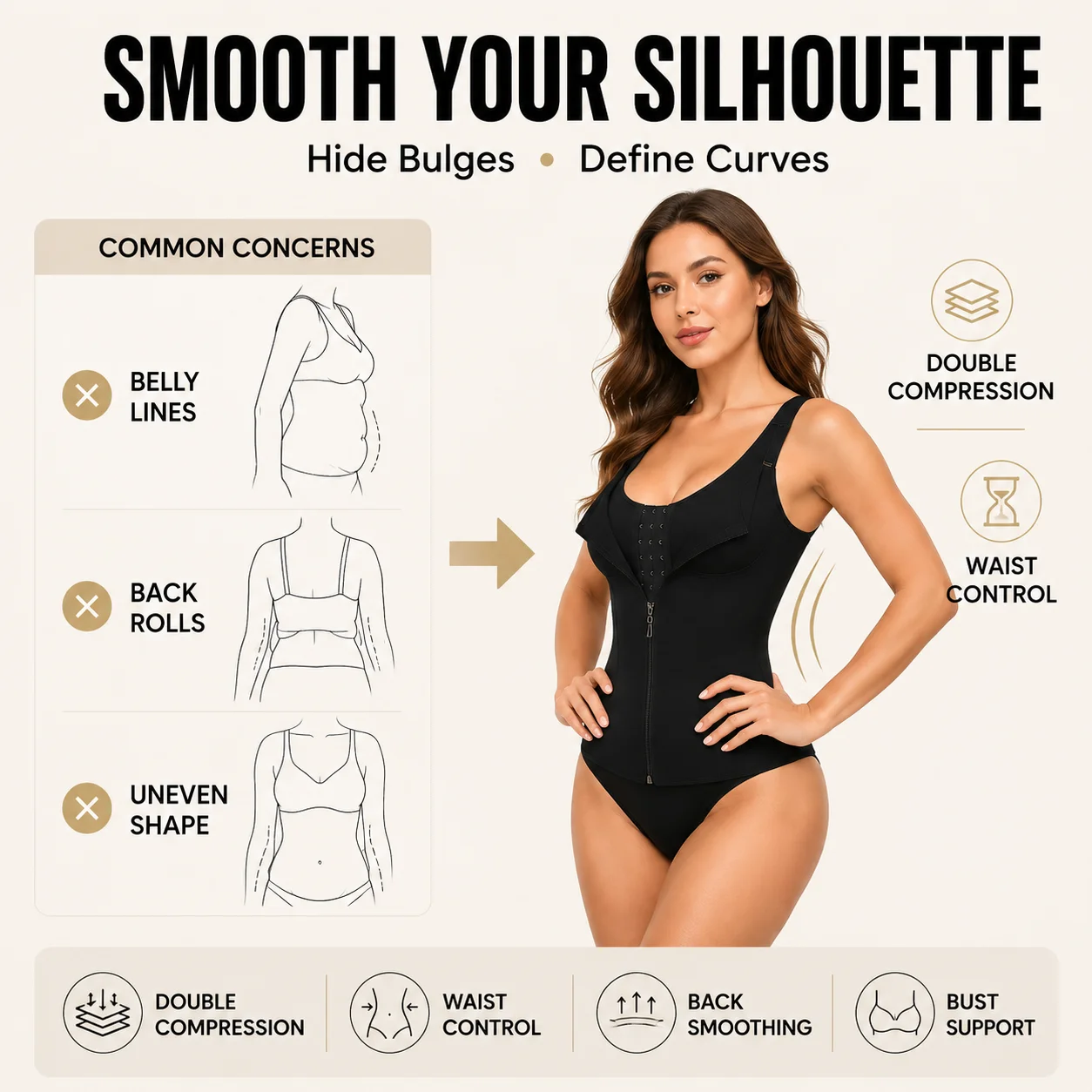 Women Waist Trainer Corset Zipper Vest Body Shaper Cincher Shapewear Slimming Belt Sports Girdle Neoprene Sauna Tank Top
