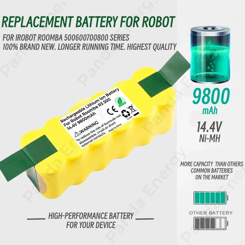 100%9800mAh 14,4 V Batterie für Irobot Roomba Staubsauger