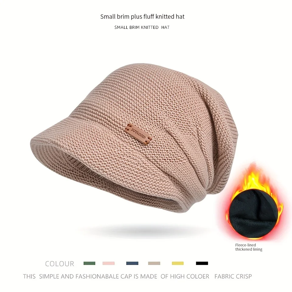 GOBYGO الشتاء مبطن كومة قبعة حماية الأذن قبعة أنيقة على الموضة حماية الباردة الدافئة البلوز قبعة سميكة واسعة حافة تظهر الوجه الصغيرة #3