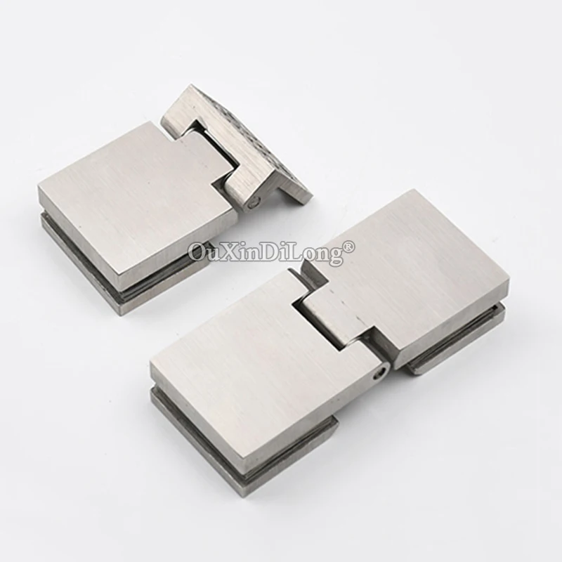 Brand New 2PCS Stainless Steel Thicken Casting Glass Door Hinges Closet Display Wine Cabinet Hinges Need Drilling for 6~8mm