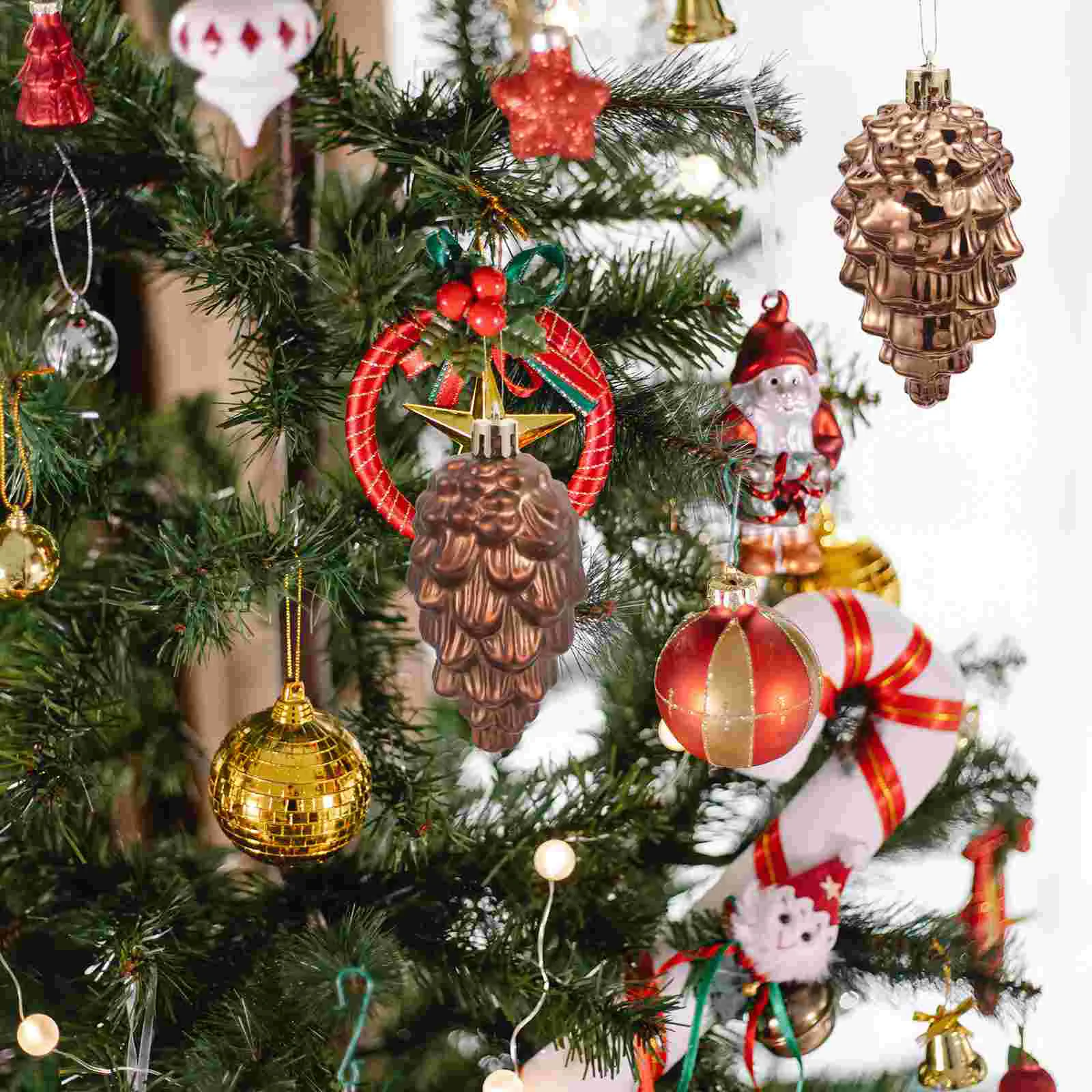 

8 Pcs Christmas Balls Santa Claus Decoration Decorations Ornaments Tree Pine Cones Plastic for