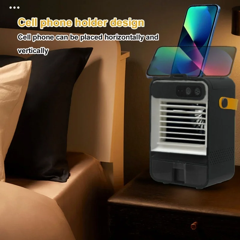 Portable Air Conditioner 3 Speeds 100ml Quiet Small Air Cooler Desk Fan With Makeup Mirror For Office Bedroom