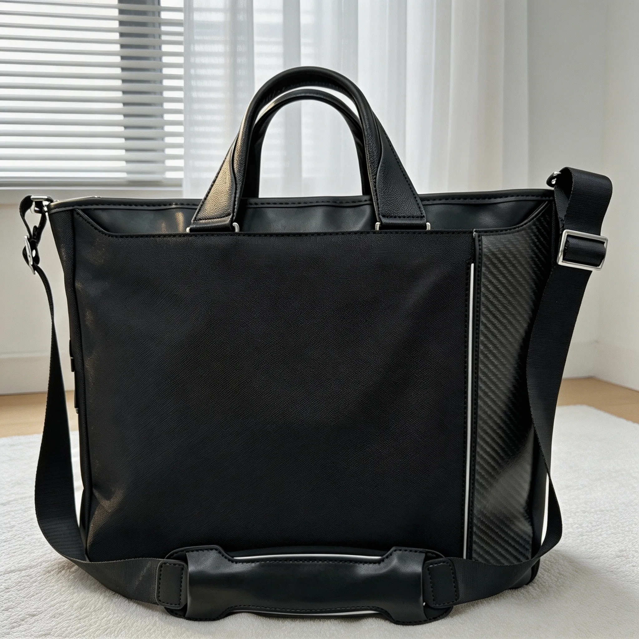 Men’s Sleek Business Commute Tote Bag, Classic Nylon Top‑Handle Handbag for Daily Work