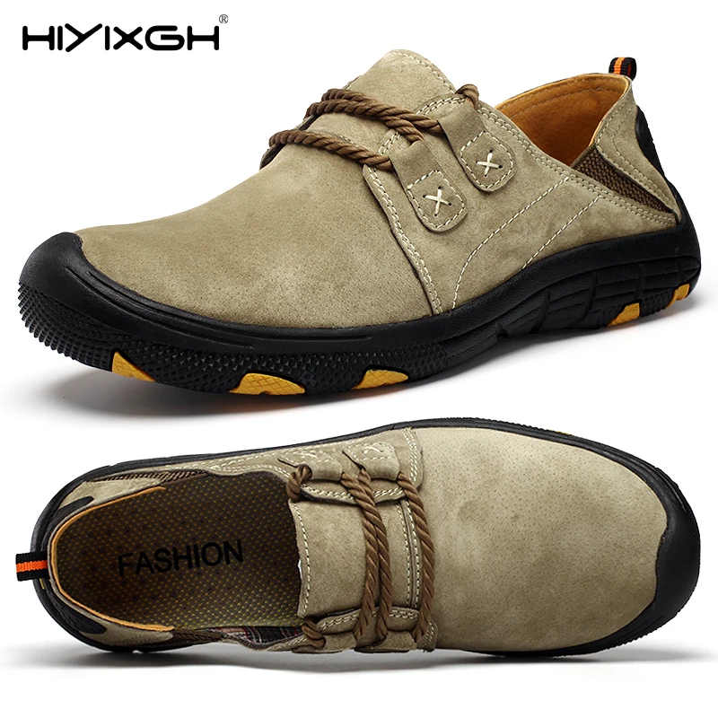 

Замшевая повседневная обувь для мужчин, уличные кроссовки на шнуровке, мужская походная обувь на плоской подошве для треккинга, большие размеры 38-48