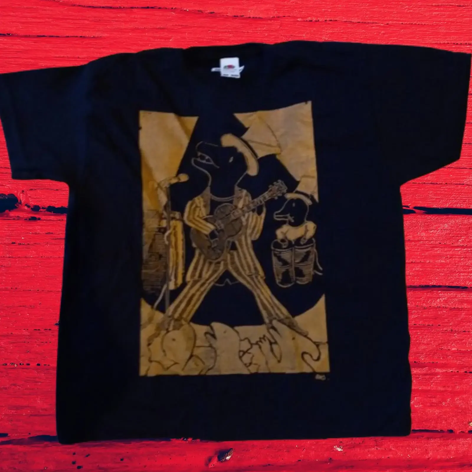 Vintage Handprinted T Rex Rock Band Shirt Unique Retro Dinosaur Print Casual for Music Lovers vintage Washed designer clothes