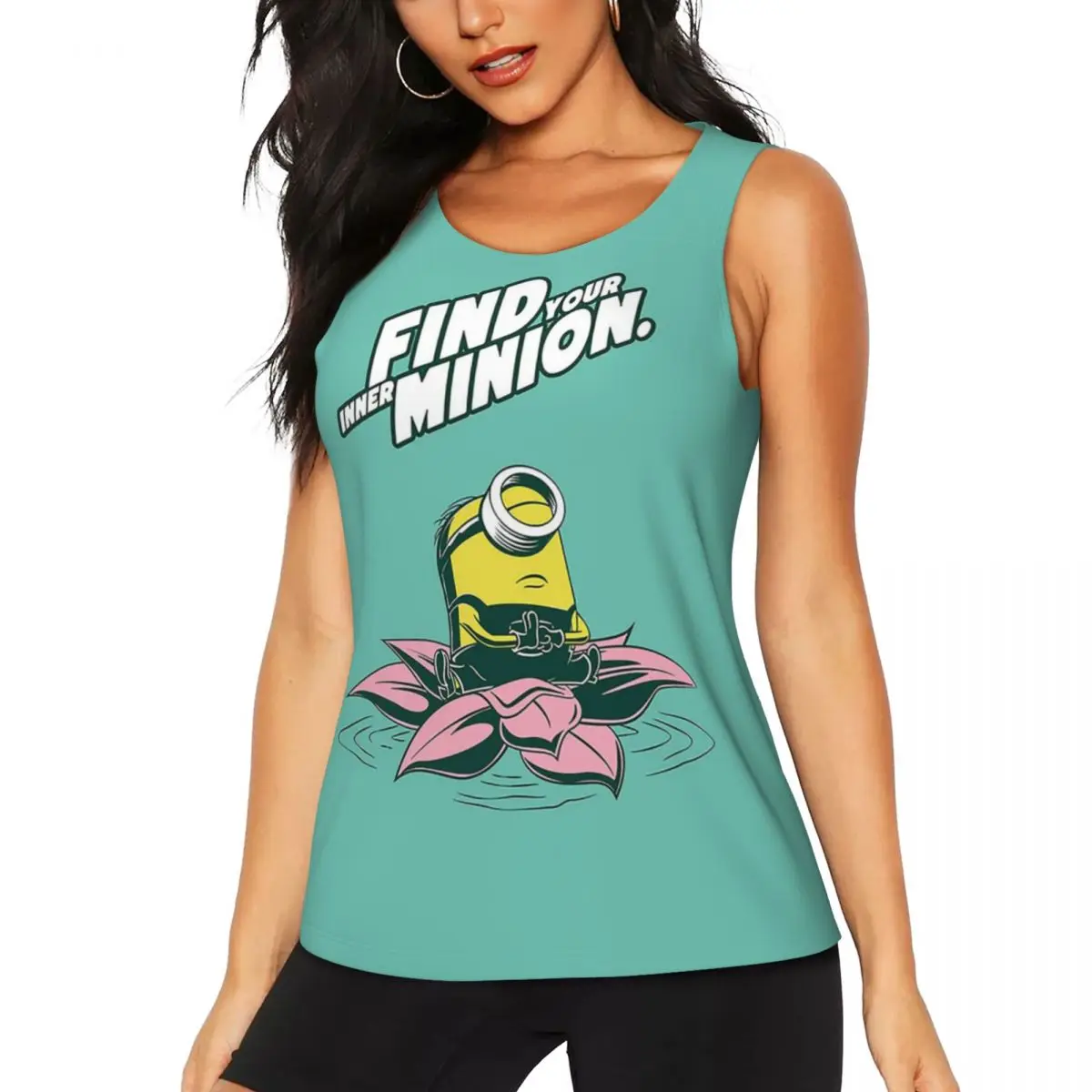 Custom Minions Meditating On Lotus Yoga Shirt Women Gym Workout Running Tank Tops