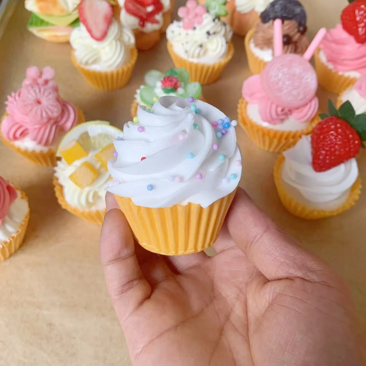 Modelo de magdalenas, simulación de pastel, postre, producto, adorno, modelo Bakeshop, escaparate, taza de papel, modelo de helado, accesorios para disparar