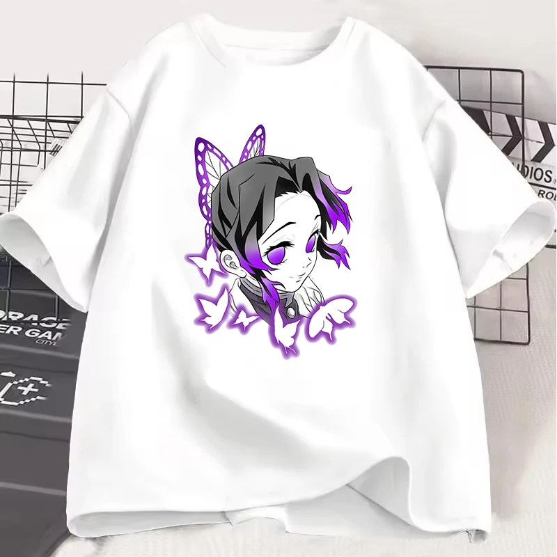 

New Hot Anime Kochou Shinobu Print T Shirt Women Men Short Sleeve Tops Tees Summer Fashion Loose Casual T-shirt