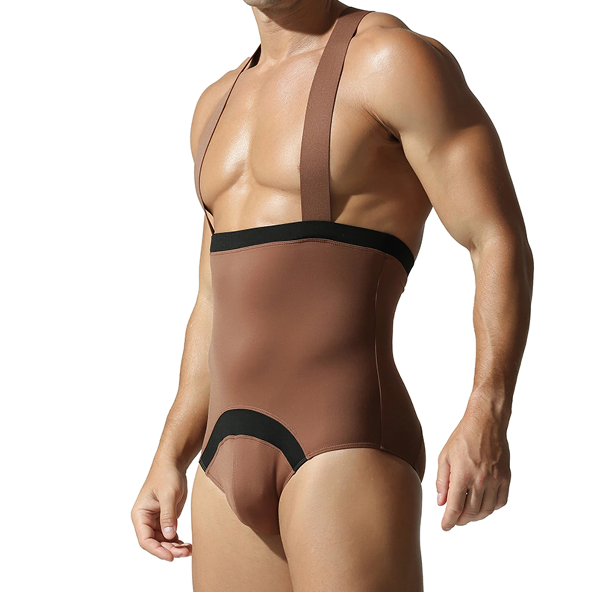 Men's Slim Fit Bodysuits One-piece Wrestling Singlets Fitness Leotards Backless Underwear Jumpsuit Elastic Undershirts Rompers