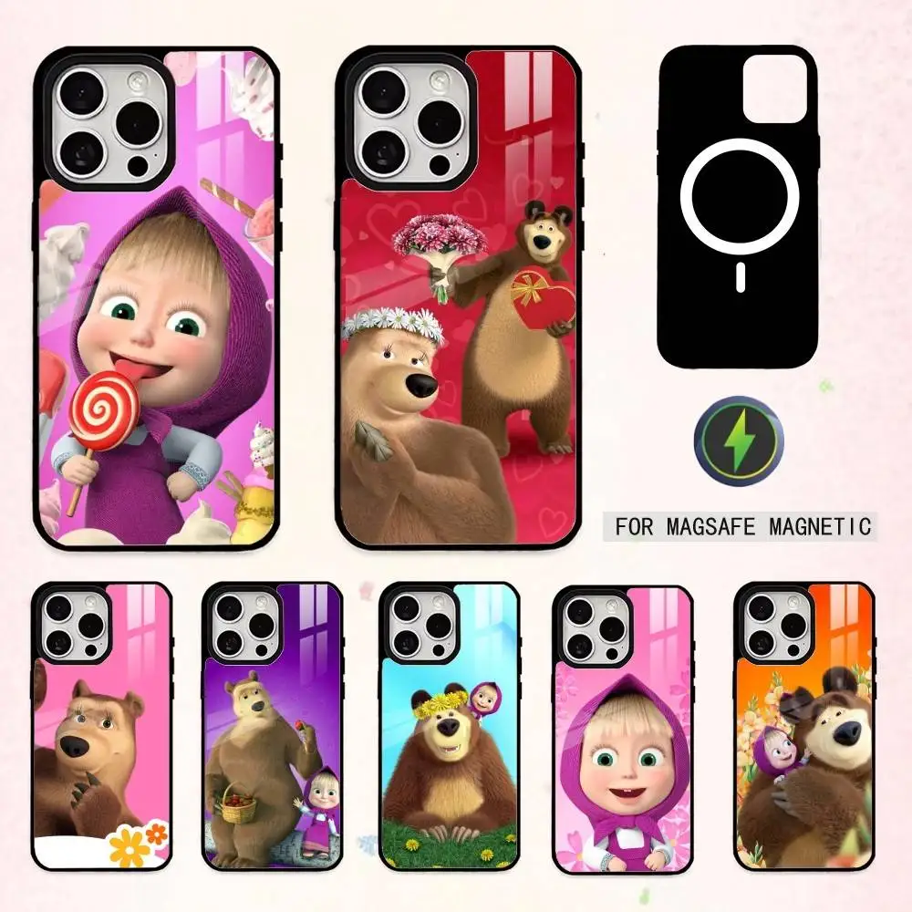 

Lovely M-Masha and the B-Bears Phone Case For iPhone17,16,15,14,13,12,11 Plus,Pro Max Magnetic For Magsafe Wireless Charging