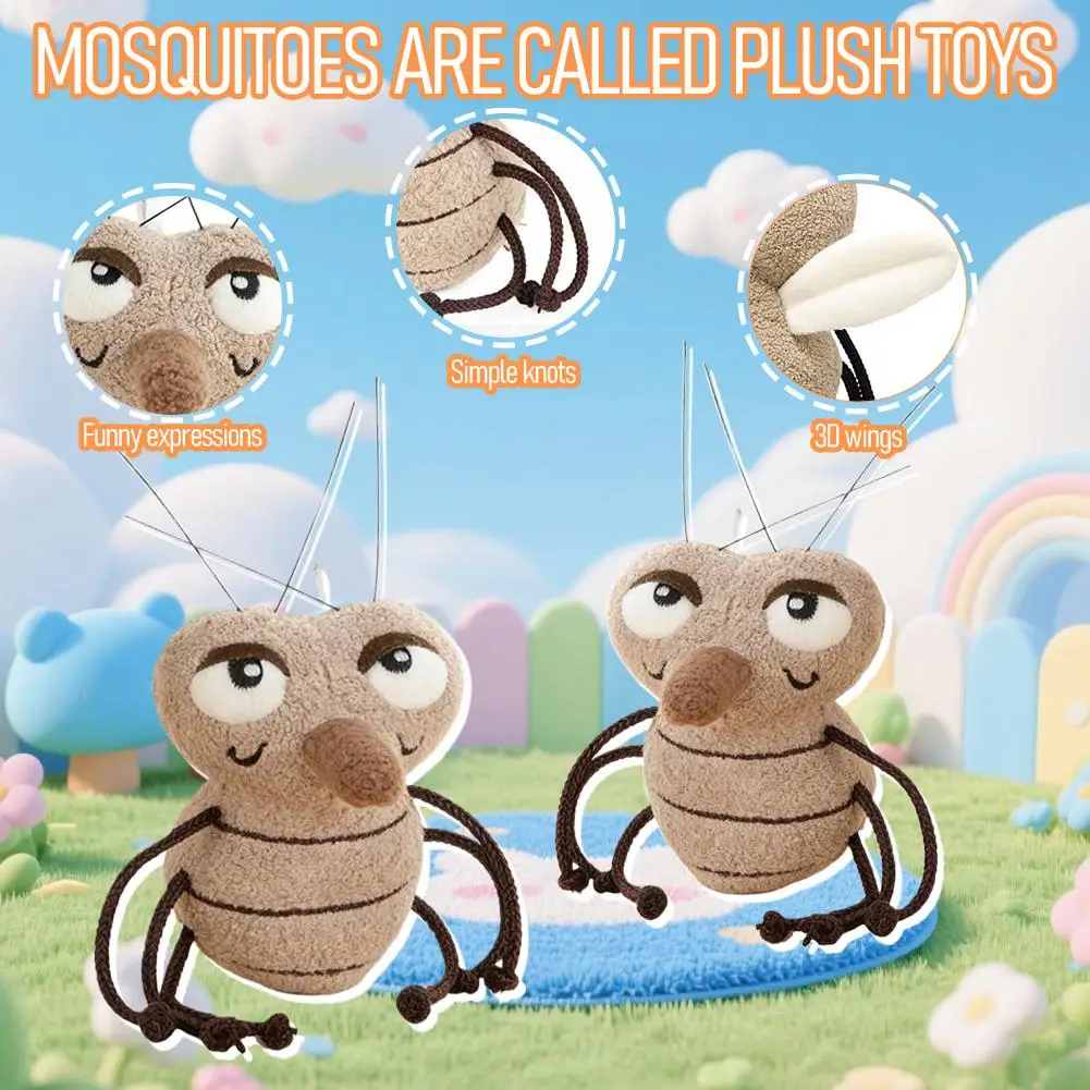 Press & Sound Mosquito Knuffel Met Realistisch Zoemend Prank Grappig Grappig Cadeau Ornament Hangende Rugzak Uniek P3V6