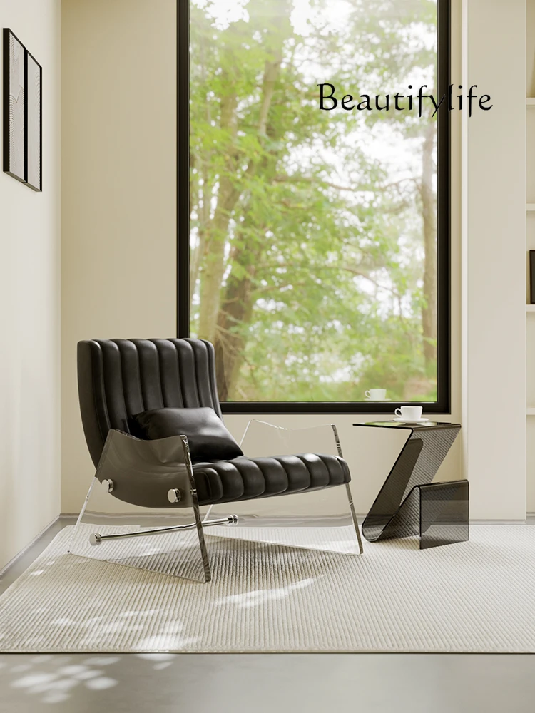 

Designer Acrylic Single Sofa Chair Modern Creative Sofa Living Room Hotel Homestay Leather Leisure Chair