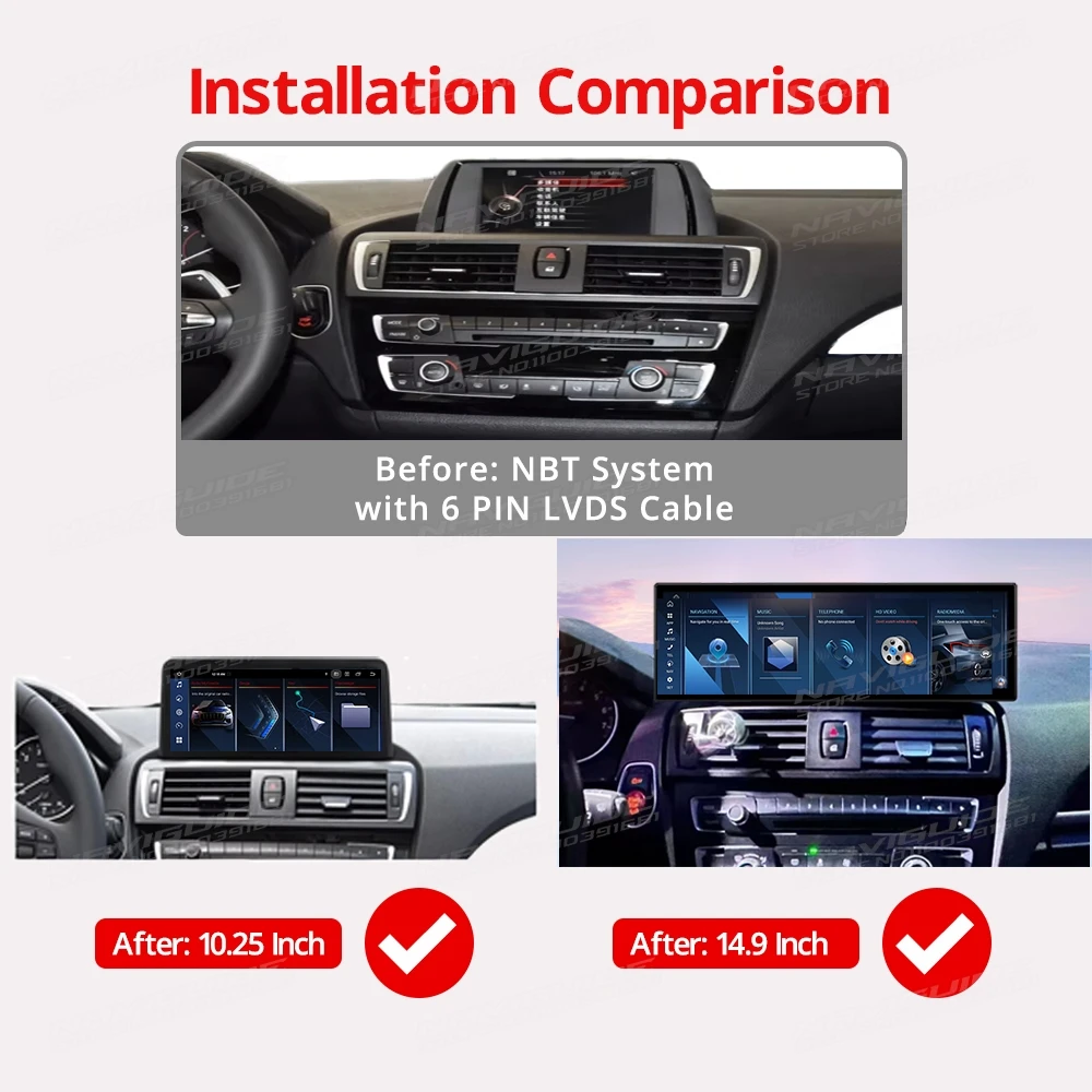 NAVIGUIDE 14.9'' Android13 For BMW 1 Series F20 NBT RHD 2012-2017 Wireless CarPlay Android Auto Car Multimedia Player Navigation