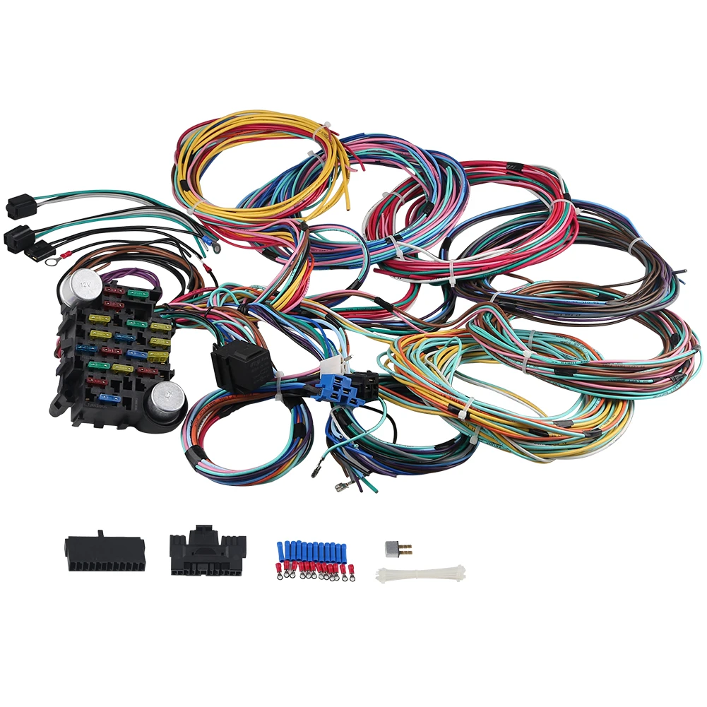 

Universal Complete Automotive Wiring Harness Kit For Chevy Ford Chrysler Mopar Hotrods Ratrods 21 Circuit Wiring Harness Kit