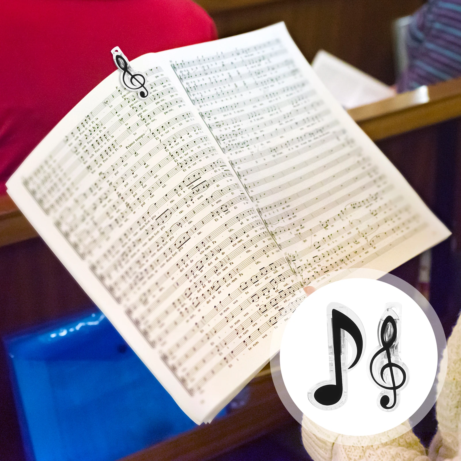 

6 Pcs Sheet Music Clip Notes Book Clips for Piano Mark Paper Black Plastic Page Holder