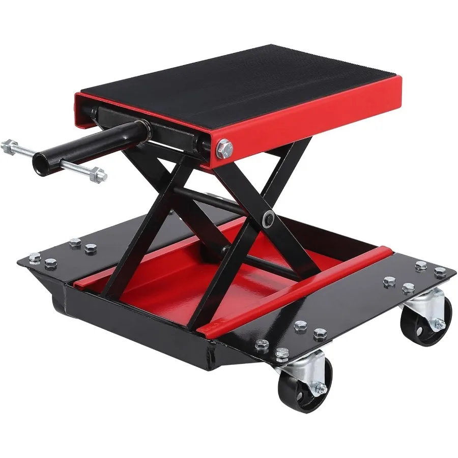 مقبس رفع مقص الدراجة النارية مع عجلات سعة 1100 رطل لصيانة الدراجات النارية وإصلاح تصميم سطح واسع مع السلامة #1