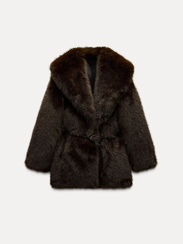 Primavera 2025 delle nuove donne lungo Sve di media lunghezza effetto pelliccia artificiale cappotto caldo tuta sportiva pendolari Sle 638023