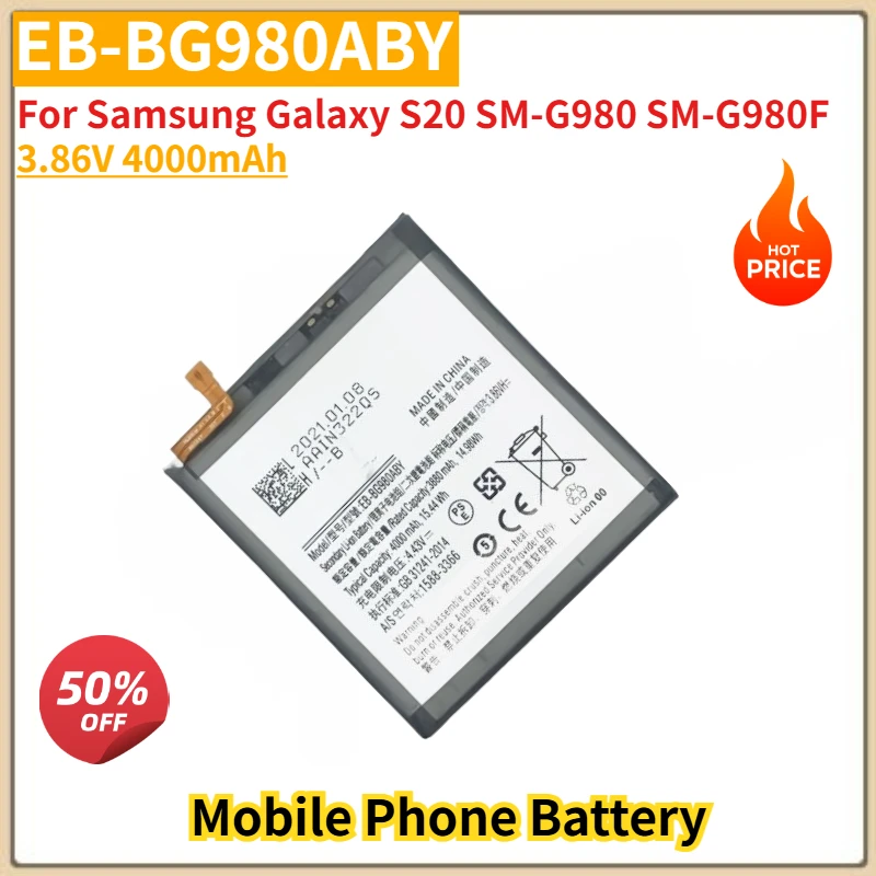

EB-BG980ABY High Quality Phone Battery 3.86V 4000mAh For Samsung Galaxy S20 SM-G980 SM-G980F Brand New Replacement Battery