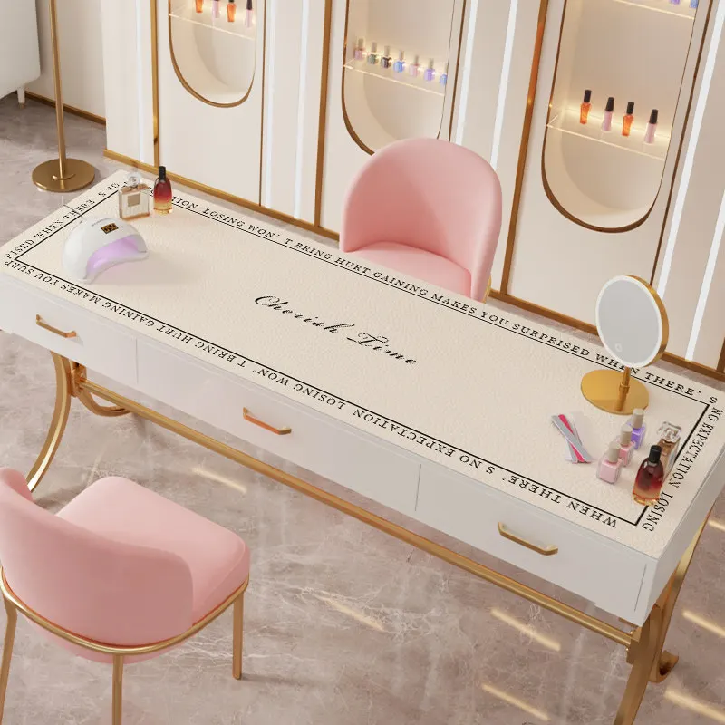 VIKAMA Vanity Desk Mat Waterproof Oil-proof Leather Protector for Nail Salon Makeup Table