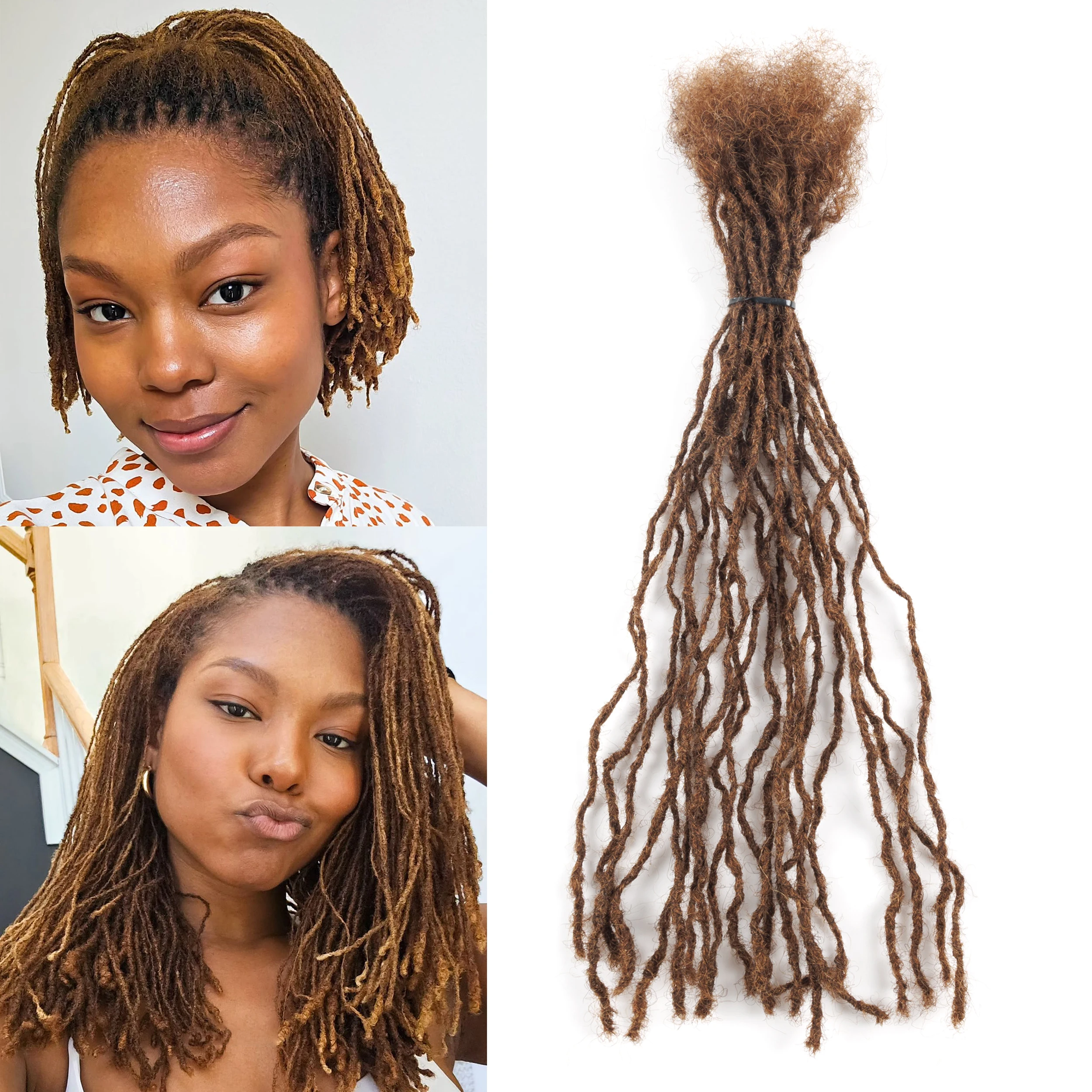20Strs/Pack ANNA #8 100 % Human Hair Micro Dreadlocks Extension Soft Inter Locs Extensions for Black Women and Men