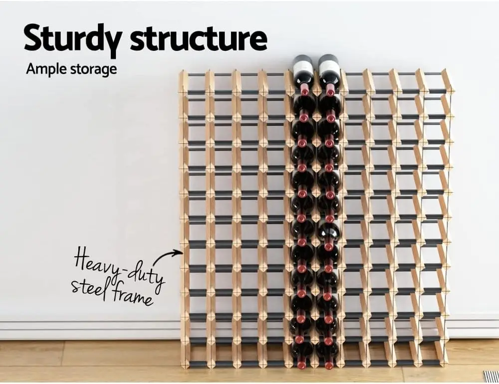 for Kitchen Cellar Bar, Stacka Bottle Wine Rack, Wooden Timber Wines Bottles Storage Racks Holder Freestanding Display Organiser