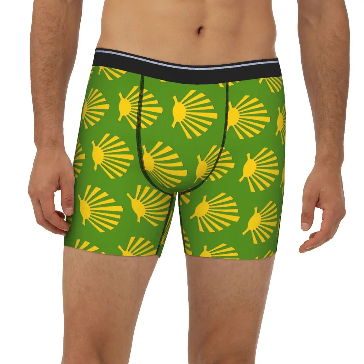 

Camino De Santiago Symbol Large Yellow Scallop Shell Long Boxer Underpants Short Men's Panties Breathable Underwear for Homme