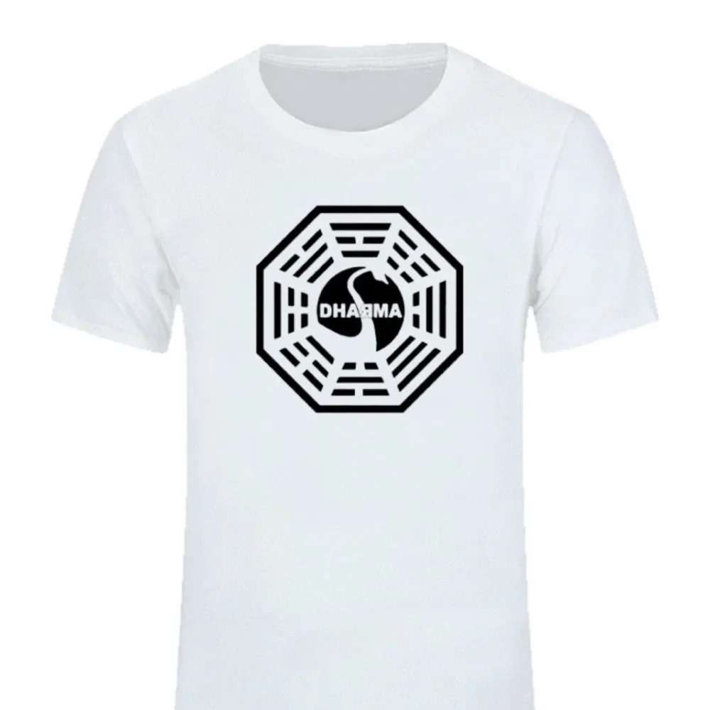 VERLOREN Dharma Initiative Heren Uitgebreide T-shirt Oversized Fashion Casual Korte Mouwen Gedrukt T-shirt voor Mannen Custom