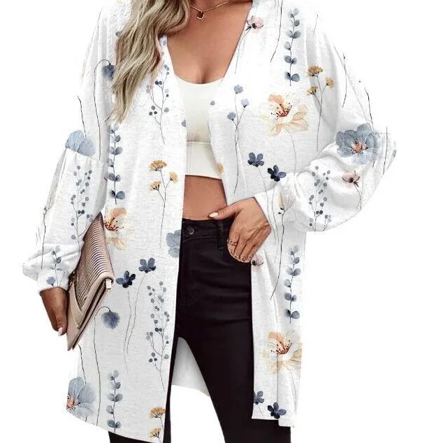 Wish's New Women's Printed Long Sleeved Fashionable Cardigan Knitted Jacket for Women