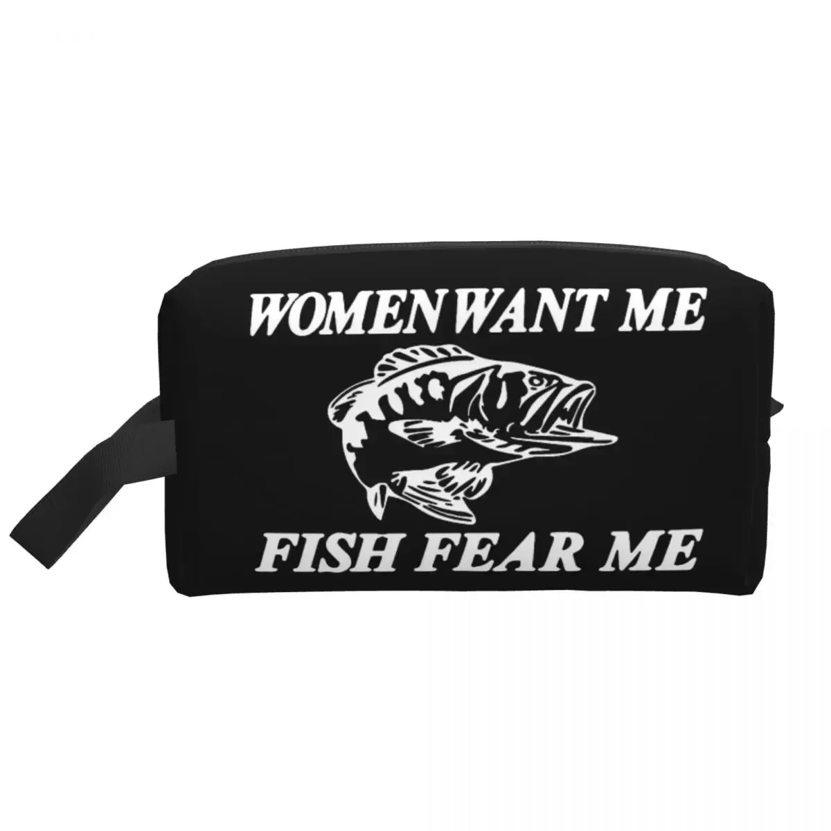 Want Me Fish Fear Me Toiletry Bag for Women Fishing Fisherman Cosmetic Makeup Organizer Ladies Beauty Storage Dopp Kit Case