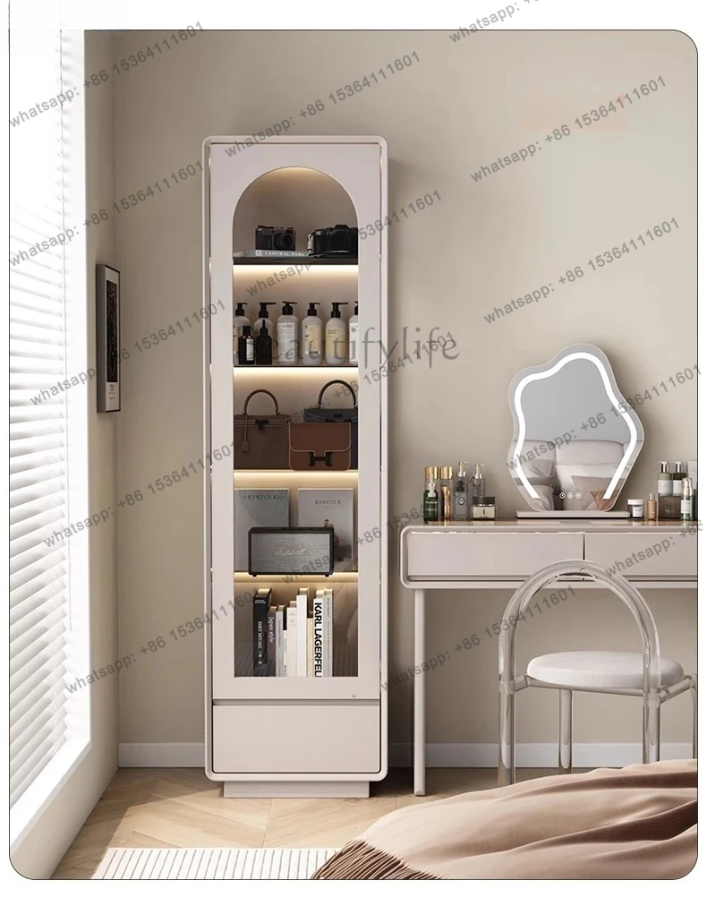 transparent glass door dustproof display cabinet solid wood living room display storage wine side cabinet