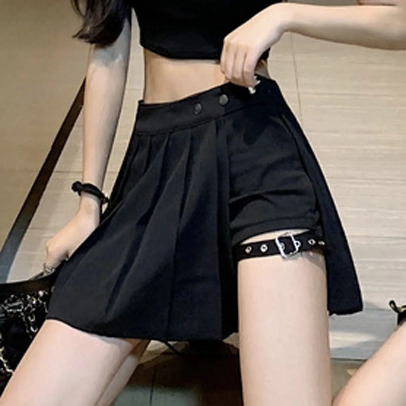 

Black Mini Skirt Gothic Women Fairy Grunge High Waist Loose A-line Skirt Shorts Goth Egirl Summer Harajuku Streetwear 2024