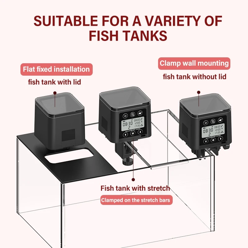 Fish Feeder Automatic LED LCD Screen Automatic Feeder 320ml Large Capacity Smart Timing Feeder Fish Turtle Food Fish Feeding