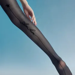 Fashion Sexy Letters Printing Women's Pantyhose Thin Lolita Spice Girl Black Silk Flocking Silver Line Hot Desire Nylon Tights