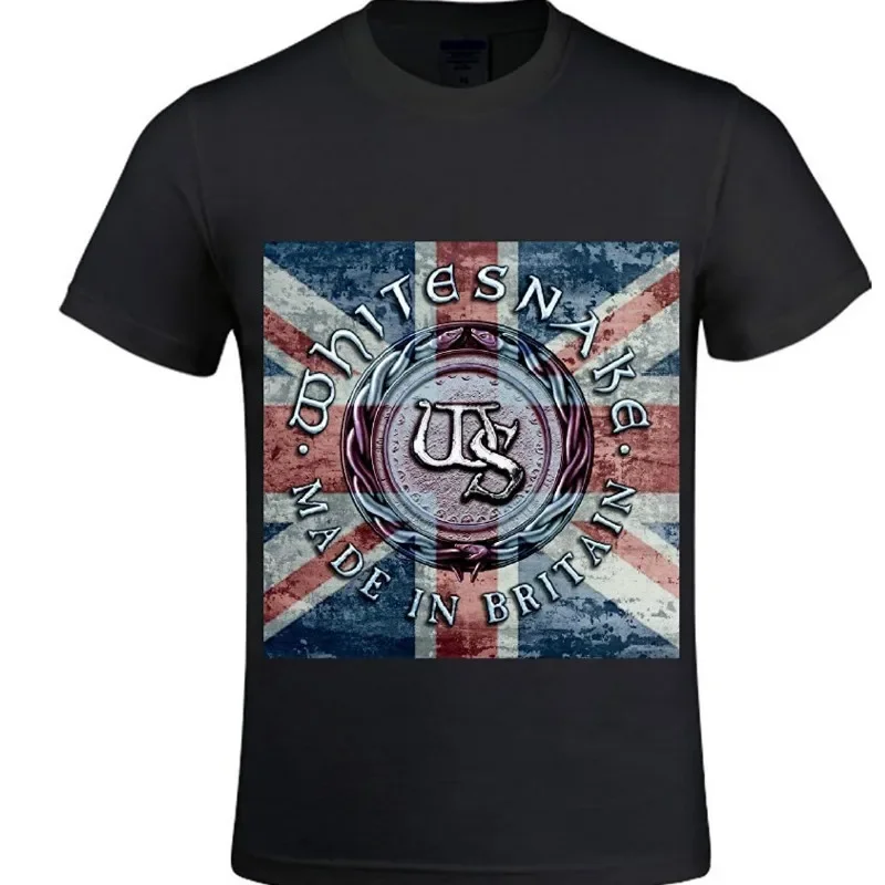 Fashion Logo Printing T Shirts Whitesnake Made In Britain World Record Men Shirt Round Neck Cool