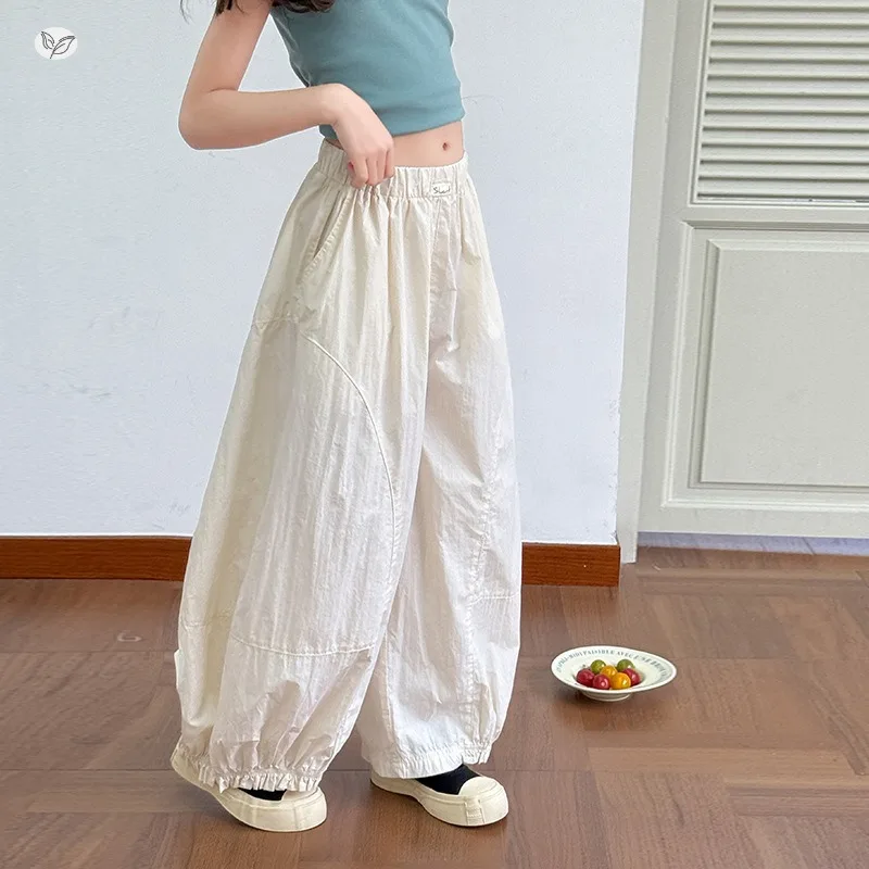 Girls' Summer  Pants 2026 New Simple Wide-leg Pants Children's Casual Straight Light and Quick-drying High-waisted Pants