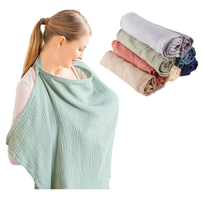 

Дышащая накидка для кормления грудью из хлопкового муслина, фартук для кормления на улице, обеспечивающий конфиденциальность, для мам