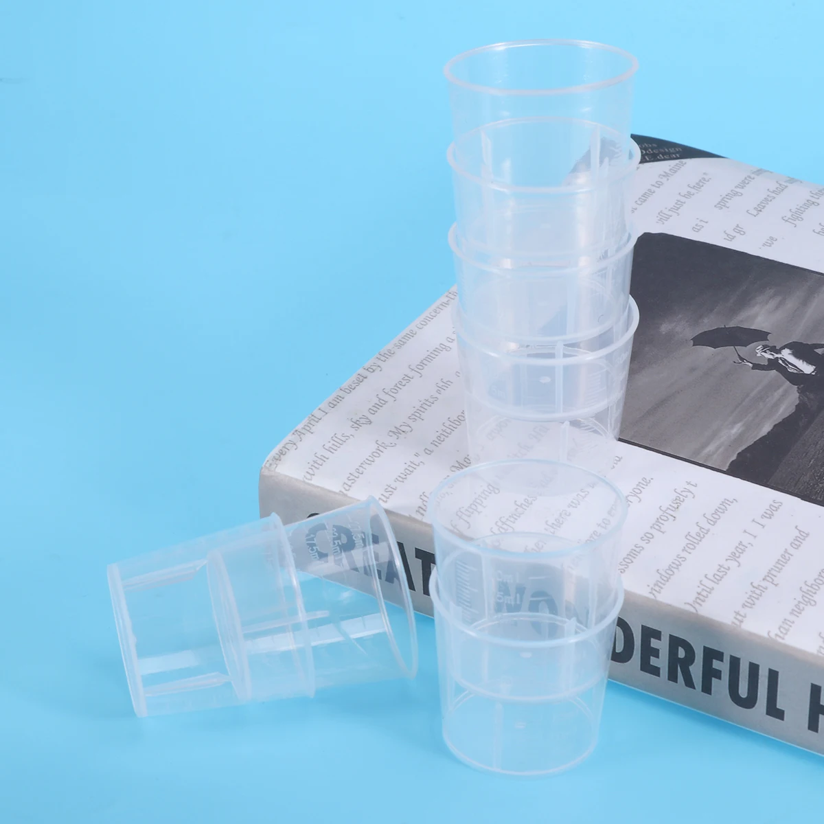 

20 Pcs Plastic Measuring Cup with Spout Medicine Party Cups Mini Measure Disposable