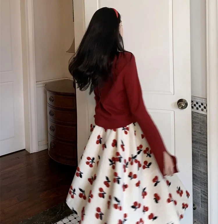 

Plus Size Retro Sweater And Skirt Two-Piece Set plus Size Women's Spring Autumn Faion plus Size Clothing Korean Sle High Wai...