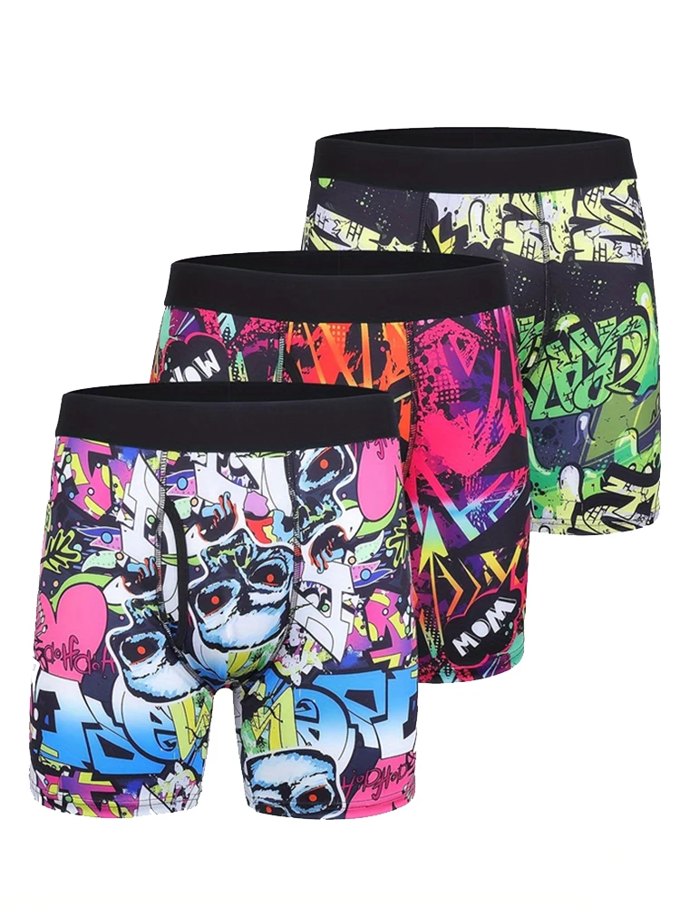 3Pcs Men Underwear Boxers Sexy Printed Male Underpants Breathable Men Panties Lingeries Plus Size Men's Boxer Briefs M-XXXL