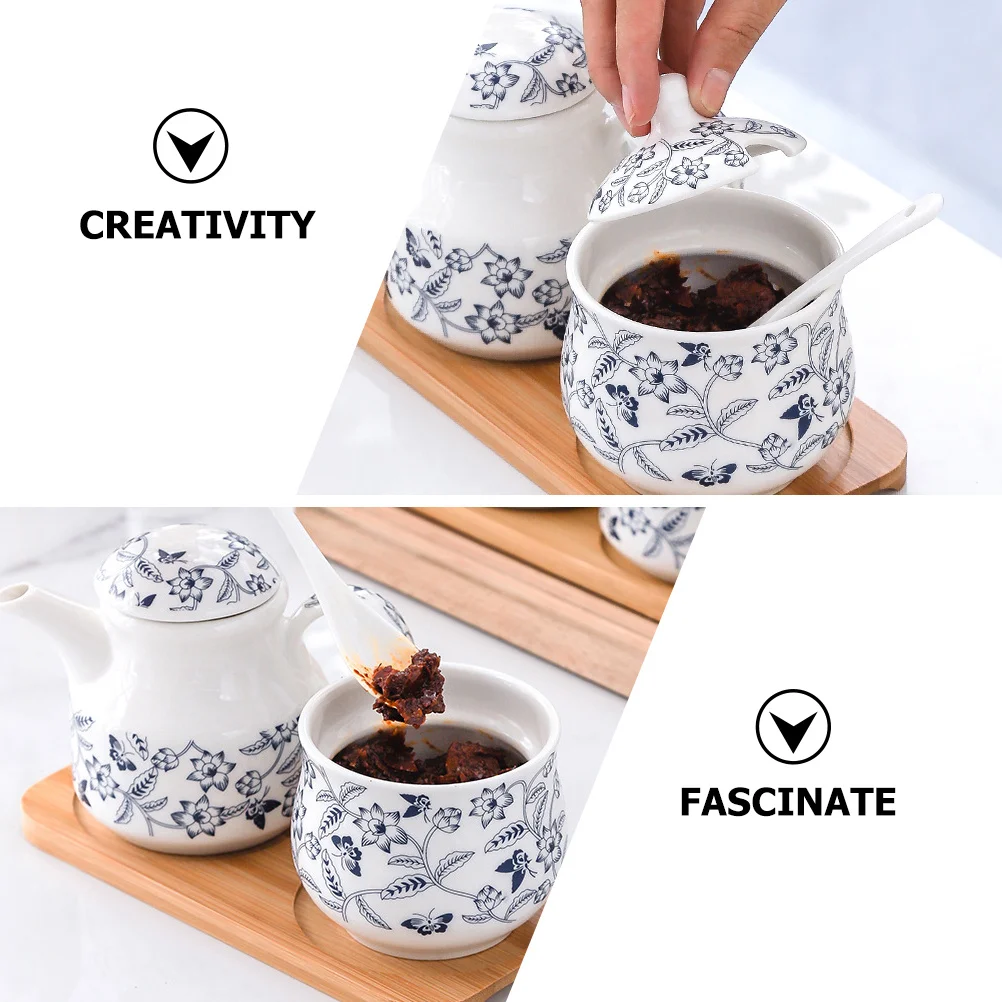 

1Set Ceramic Condiment Storage Jar Smooth Safe Kitchen Seasoning Container Tea Spice Organizer Decor Salt Container