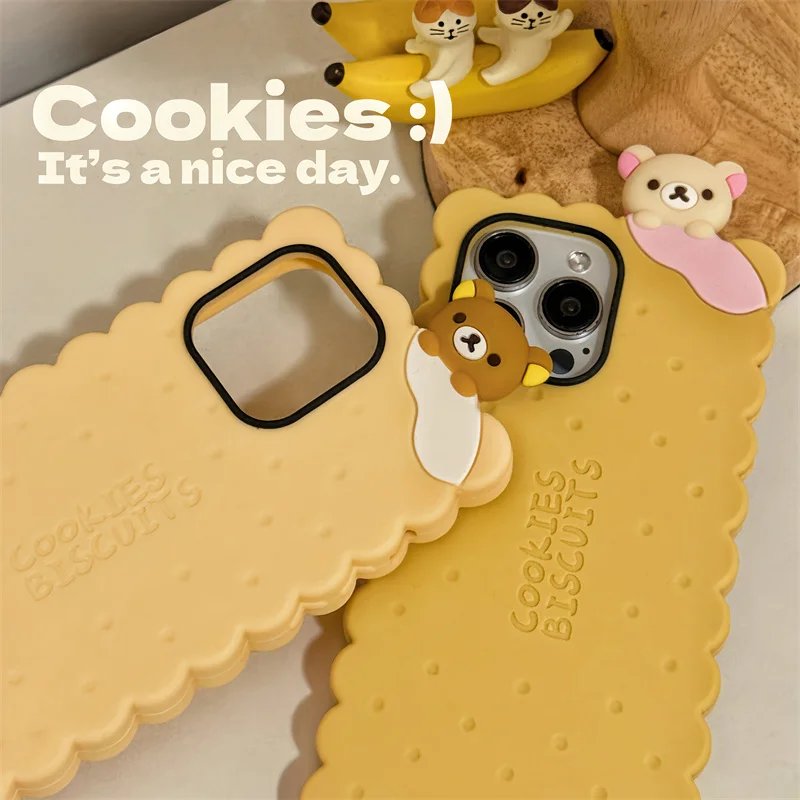 

Cartoon Cookies Silicone Soft Case For Xiaomi 13 14 3D Bear Cute cover kids for Redmi Note 13 12T 11 Pro 5G K40 K50 K60 K70 Pro