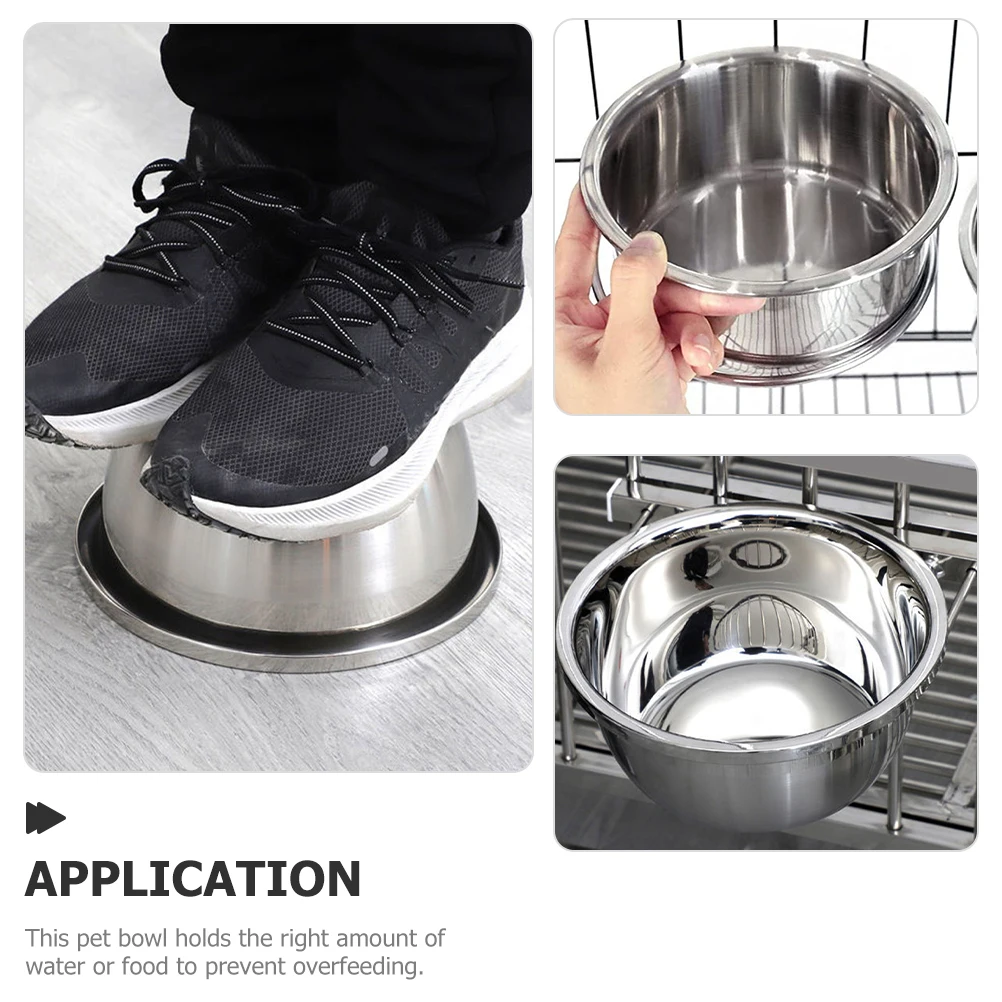 

2pcs Stainless Steel Pet Bowl Anti-Overturn Cat Dog Food Basin Hanging Wear-Resistant Puppy Bowl Removable Water Container