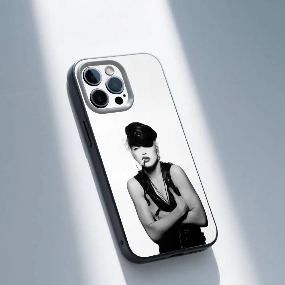 حافظة هاتف M-Madonna لهاتف iPhone 16,15,14,13,12,11,Pro,Max,Plus,X,XS,SE,E,Mini,Soft Silicone Black Case