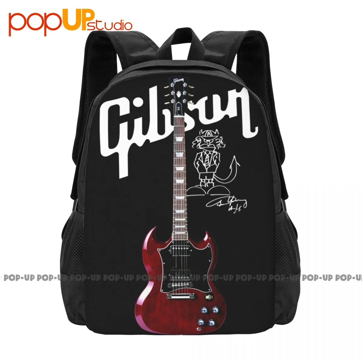 Gibson Les Paul Backpack Large Capacity Travel Art Print Sports Style School Sport Bag