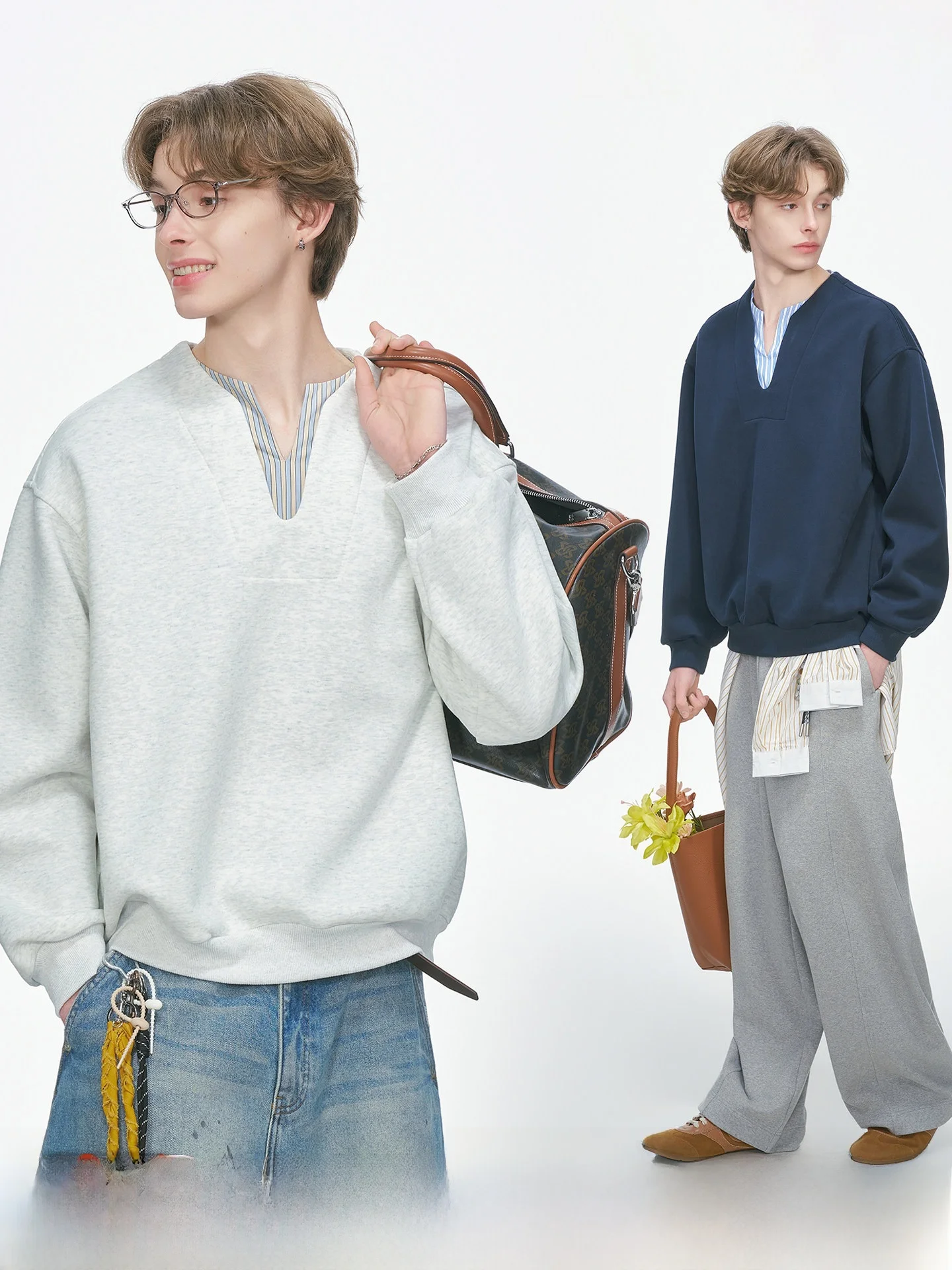 Dream Made American Style Men's Long Sleeve V-Neck Hoodie Casual Spring Autumn Comfortable Cotton Polyester Blend Sweatshirt